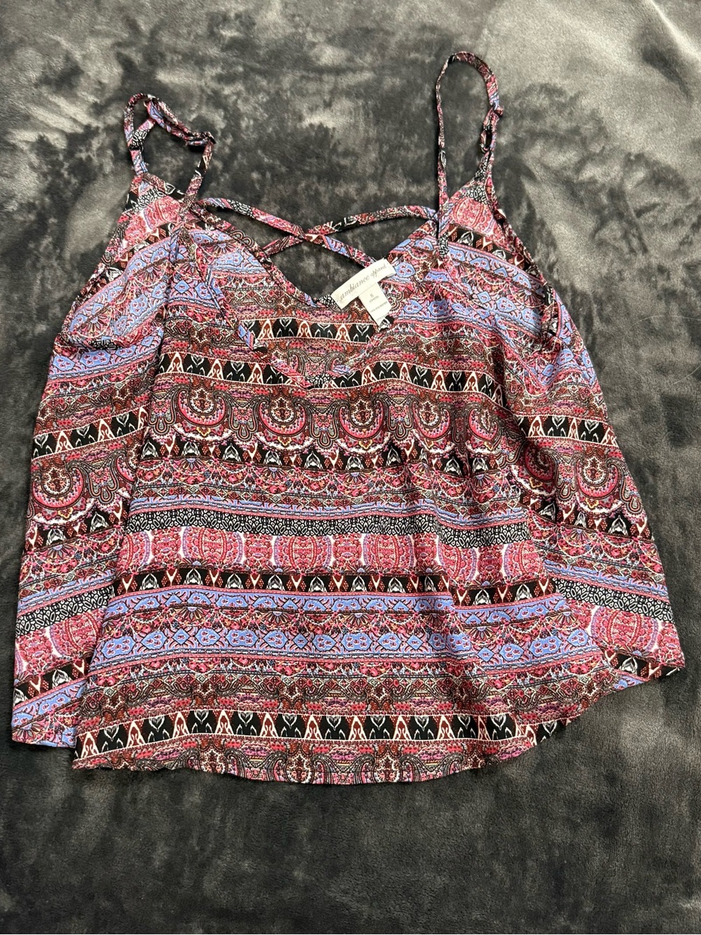 Ambiance Strappy Paisley Print Cami - Pink, Blue, Black
